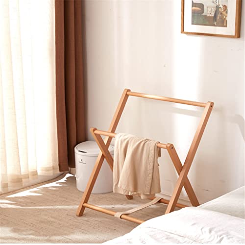 N/A Solid Wood Floor Clothes Rack Clothes Storage Rack Multifunctional Household Indoor Bedside Folding Hanger