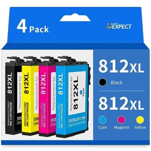 812xl ink cartridges replacement for epson 812xl 812 xl for workforce pro wf-7820 wf-7840 wf-7310 ec-c7000 printer (black, cyan, magenta, yellow, 4-pack t812xl t812 xl combo pack)