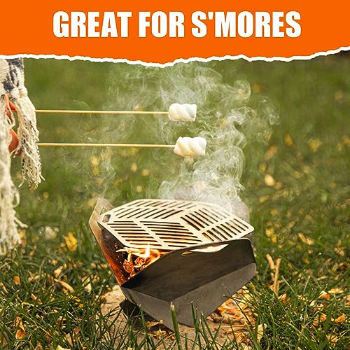 Lifronkit Portable Camping Campfire Grill, 304 Stainless Steel Folding Campfire Grill Grate and Griddle, Heavy Duty Firepit Grill with Carry Bag for Outdoor Backpacking, Hiking, Picnics
