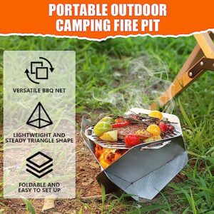 Lifronkit Portable Camping Campfire Grill, 304 Stainless Steel Folding Campfire Grill Grate and Griddle, Heavy Duty Firepit Grill with Carry Bag for Outdoor Backpacking, Hiking, Picnics