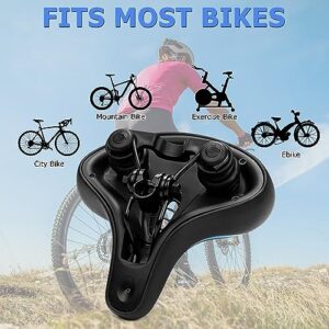CDYWD Bike Seat for Men & Women Comfort Wide - Extra Soft Memory Foam Padded Bicycle Seat Cushion - Comfortable Bike Saddle Replacement for Exercise, Stationary, Spin, City, Mountain, Road Bike, Ebike
