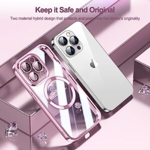 CHIYURI Magnetic for iPhone 14 Pro Case,[Compatible with Magsafe] [Built-in Enhanced Camera Lens Protector] [Military Grade Drop Protection] Slim Thin Shockproof Phone Case Cover 6.1",Pink