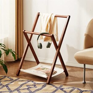 N/A Solid Wood Floor Clothes Rack Storage Rack Japanese-Style Multifunctional Household Indoor Bedside Folding Clothes Hanger