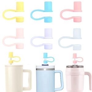injourlaif 6pcs straw cover caps for stanley cup, silicone straw topper tip stopper fit 30&40 oz tumbler with handle, dust proof decor accessories for 0.4inch/10mm drinking straws