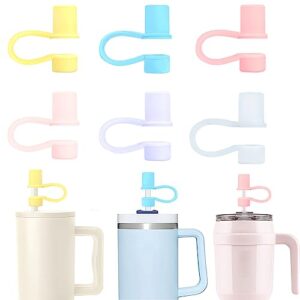 Injourlaif 6Pcs Straw Cover Caps for Stanley Cup, Silicone Straw Topper Tip Stopper fit 30&40 Oz Tumbler with Handle, Dust Proof Decor Accessories for 0.4inch/10mm Drinking Straws