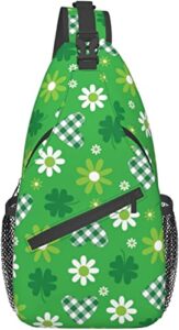 cute st. patrick's day crossbody sling backpack shamrocks sling bag travel hiking chest bag daypack for men women