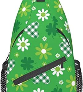 Cute St. Patrick's Day Crossbody Sling Backpack Shamrocks Sling Bag Travel Hiking Chest Bag Daypack for Men Women