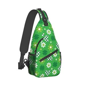 Cute St. Patrick's Day Crossbody Sling Backpack Shamrocks Sling Bag Travel Hiking Chest Bag Daypack for Men Women