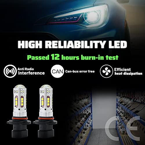 NSLUMO 9005XS HB3A LED Headlight Bulbs for Vol'vo V70 V70 XC C70 S60 VW Phaeton Pors'che GT Super Bright 50W 6500K Xenon White 9005XSLL P22d High Beam Replacement Bulb Kits