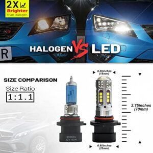 NSLUMO 9005XS HB3A LED Headlight Bulbs for Vol'vo V70 V70 XC C70 S60 VW Phaeton Pors'che GT Super Bright 50W 6500K Xenon White 9005XSLL P22d High Beam Replacement Bulb Kits