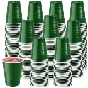 200 pcs plastic cup bulk 18 oz disposable tumblers wedding cups hard plastic party wine cups fancy beverage drinking cups soda cups cocktail glasses for wedding birthday christmas party (green)