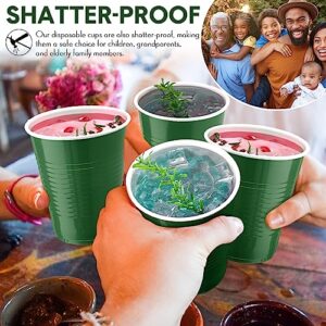 200 Pcs Plastic Cup Bulk 18 oz Disposable Tumblers Wedding Cups Hard Plastic Party Wine Cups Fancy Beverage Drinking Cups Soda Cups Cocktail Glasses for Wedding Birthday Christmas Party (Green)