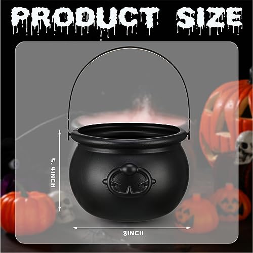 Wettarn Halloween Mist Maker Fogger 8" Witch Cauldron Kettle with Handle 12 LED Lights Fog Machine Atomizer Mini Mister Punch Bowl Plastic Cauldron Pot for Holidays Outdoor Parties Decorations