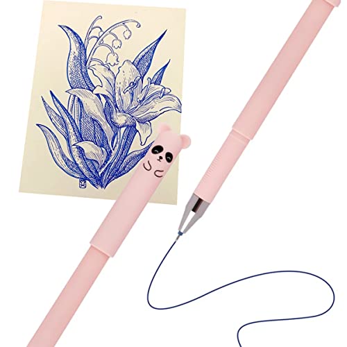 WANGYZJ 0.5mm Erasable Pens, Panda Pens, Cute Erasable Pens, Animal Rollerball Gel Ink Pens, includes 4 pens, 10 black, 10 blue, 5 red pen refills, and 2 erasers., for Kids Office School Supplies