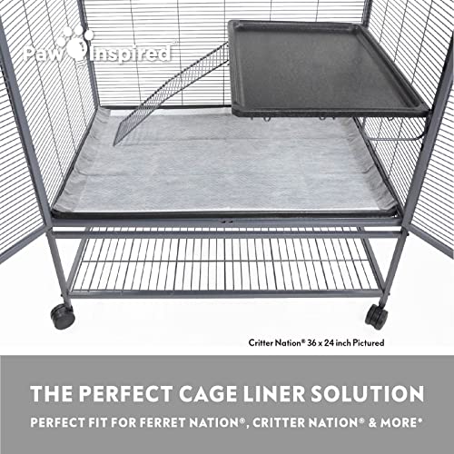 Paw Inspired Disposable Guinea Pig Cage Liners | Bamboo Charcoal Odor Controlling | Super Absorbent Liners Pee Pads for Ferrets, Rabbits, Hamsters, and Small Animals (34x24 (Critter Nation) -12 ct)