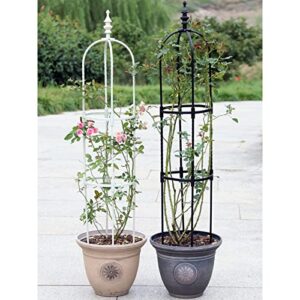 Metal Garden Obelisks, Climbing Plant Support Cage, Steel Pipe Obelisk Trellis for Climbing Plants, Rose and Plants, Black, White, Height: 90cm|120cm|150cm, Circle Diameter: 20cm|25cm|28cm. (Color :