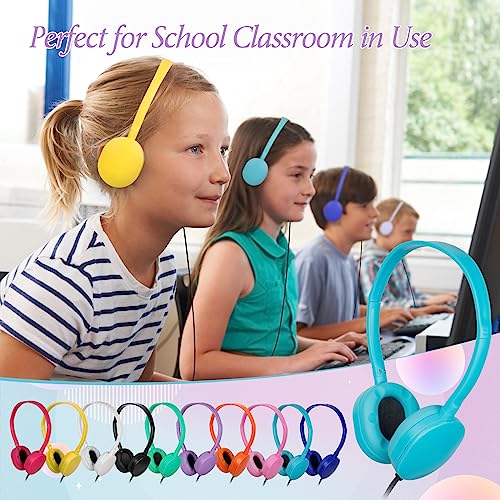 OSSZIT Classroom Kids Headphones Bulk 100 Pack Class Set of Headphones for Students Children Toddler Boys Girls Teen and Adult 10 Colourful (100 Mixed)