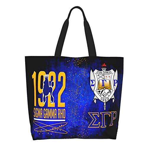 Kunsaww Sigma Gamma Rho Shoulder Bag Sorority Gifts Women'S Fashion Shoulder Tote Large Capacity Reusable Shopping Bag