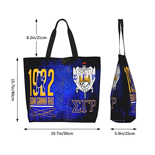 Kunsaww Sigma Gamma Rho Shoulder Bag Sorority Gifts Women'S Fashion Shoulder Tote Large Capacity Reusable Shopping Bag