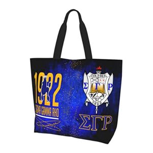 Kunsaww Sigma Gamma Rho Shoulder Bag Sorority Gifts Women'S Fashion Shoulder Tote Large Capacity Reusable Shopping Bag