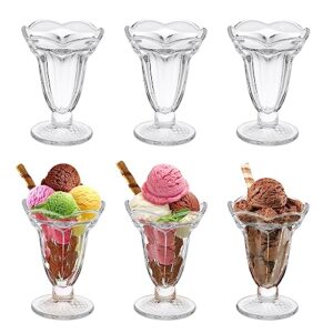 bstkey 6pcs set 7 oz glass dessert bowls/cups, cute footed dessert bowls for ice cream sundae trifle fruit pudding snack salad milkshakes condiment cocktail drinks party