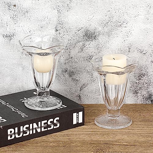 BSTKEY 6PCS Set 7 Oz Glass Dessert Bowls/Cups, Cute Footed Dessert Bowls for Ice Cream Sundae Trifle Fruit Pudding Snack Salad Milkshakes Condiment Cocktail Drinks Party