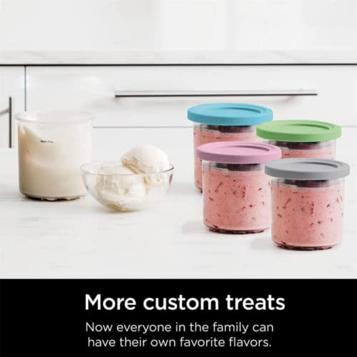TYWAG 2/4Pcs Ice Cream Pints Cup, Ice Cream Containers with Lids for Ninja Creami Pints, Safe & Leak Proof Ice Cream Pints Kitchen Accessories for NC301 NC300 Series Ice Cream Maker (Pink+Grey)