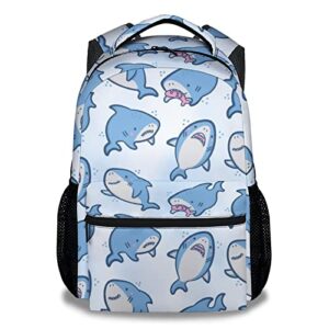 cunexttime shark backpack for girls boys, 16 inch blue backpacks for school, cute lightweight durable bookbag for kids