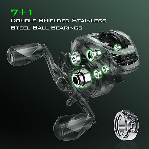 KastKing Zephyr Baitcasting Fishing Reel, Right Handed, Green