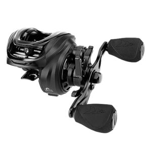 kastking zephyr baitcasting fishing reel, left handed, black