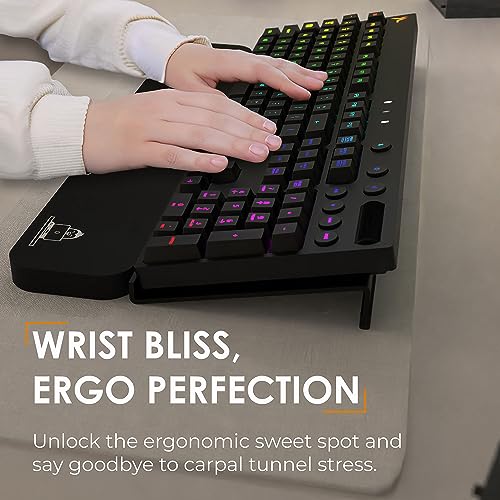 Deskello ErgoCombo - Comfortable Keyboard Stand and Wrist Rest - Ergonomic Computer Keyboard Riser with Wrist Pad - Fits All Keyboard Sizes - 16.9” Wide (Matte Black)