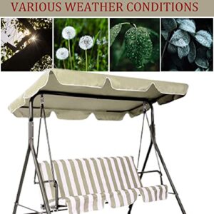 Swing Canopy Replacement Top, Outdoor Patio Swing Canopy Replacement, 3 Seat Swing Canopy Replacement Cover for Porch Patio Garden Seat (Beige/64 * 44 * 5.9)