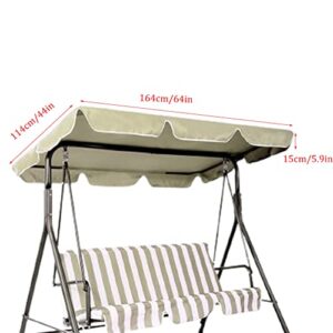 Swing Canopy Replacement Top, Outdoor Patio Swing Canopy Replacement, 3 Seat Swing Canopy Replacement Cover for Porch Patio Garden Seat (Beige/64 * 44 * 5.9)