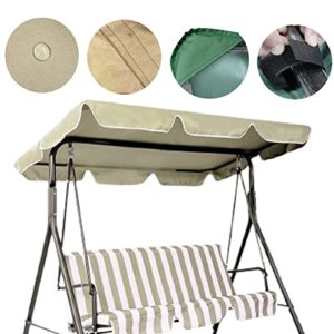 Swing Canopy Replacement Top, Outdoor Patio Swing Canopy Replacement, 3 Seat Swing Canopy Replacement Cover for Porch Patio Garden Seat (Beige/64 * 44 * 5.9)