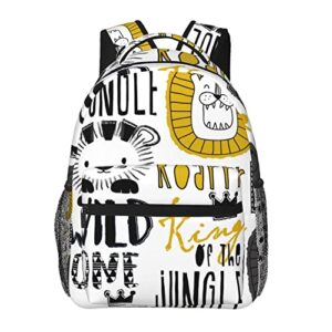 juoritu wild king lion backpacks, laptop backpacks for travel work gifts, lightweight bookbags for men and women