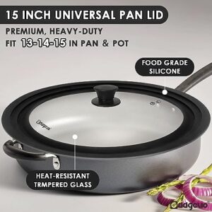 GDDGCUO Universal Pan Lids, Large Silicone Pot lids for Pots, Pans & Skillets - Fits 13", 14" & 15" Diameter Cookware, Frying Pan lid BPA Free and Dishwasher Safe