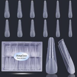 hunggato 120pcs dual nail forms matte stiletto french extension poly nail gel nail molds for acrylic uv nails 12 sizes for solid nail gel glue nail art design salon&diy