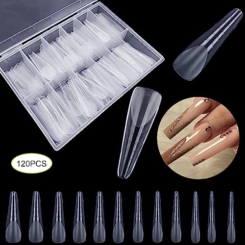 HungGato 120Pcs Dual Nail Forms Matte Stiletto French Extension Poly Nail Gel Nail Molds for Acrylic UV Nails 12 Sizes for Solid Nail Gel Glue Nail Art Design Salon&DIY