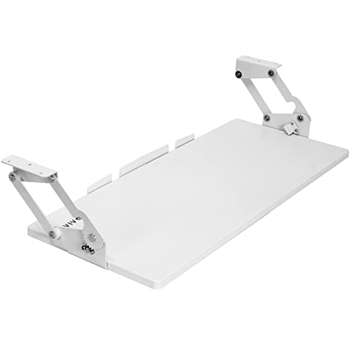 VIVO Large Under Desk 27 x 11 inch Computer Keyboard and Mouse Tray with Swinging Height Adjustment, 12 Settings, Platform Drawer for Typing, White, MOUNT-KB08SW