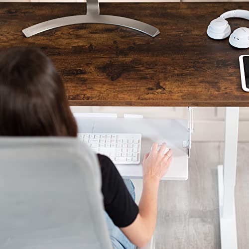 VIVO Large Under Desk 27 x 11 inch Computer Keyboard and Mouse Tray with Swinging Height Adjustment, 12 Settings, Platform Drawer for Typing, White, MOUNT-KB08SW
