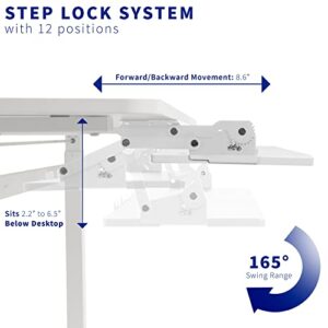 VIVO Large Under Desk 27 x 11 inch Computer Keyboard and Mouse Tray with Swinging Height Adjustment, 12 Settings, Platform Drawer for Typing, White, MOUNT-KB08SW