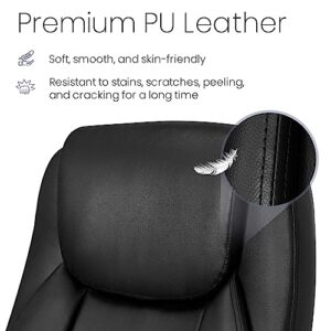 NEO CHAIR Ergonomic Office Chair PU Leather Executive Chair Padded Flip Up Armrest Computer Chair Adjustable Height High Back Lumbar Support Wheels Swivel for Gaming Desk Chair (Black)