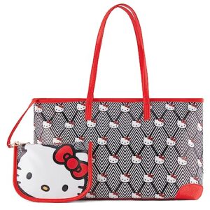 hello kitty leather tote bag - girls, boys, teens, adults - officially licensed hello kitty faux pu leather cosplay tote handbag with pouch