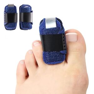 2 pack toe splint,toe straightener for hammer toe, bent toe, claw toe, crooked toe, curled toe, toe brace, broken toe splint, hammer toe corrector, toe wrap to align and support toe (blue)