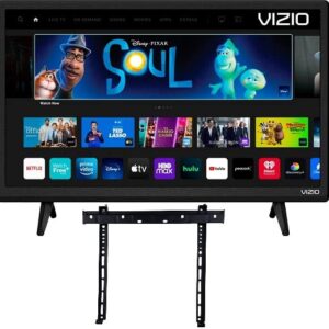 VIZIO 24" Inch Class D-Series LED 720P Smart TV Apple AirPlay 2 and Chromecast Built-in + Wall Mount (No Stand) - D24H-J09 (Renewed)