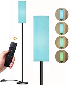 qaubauyt floor lamp for living room bedroom, modern floor lamp with remote,stepless dimmable 12w bulb included,standing lamps led tall lamp for bedroom office(blue)