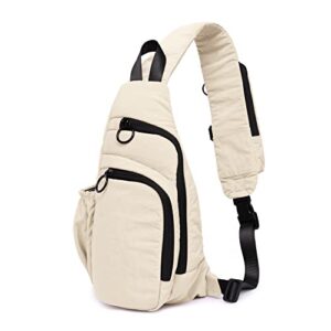 ododos crossbody sling bag with adjustable straps small backpack lightweight daypack for casual hiking outdoor travel, ivory