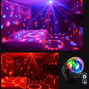 VAKS Disco Ball Party Light, 7 Modes Stage DJ Lights with Sound Control and Remote Control for Family Room Dance Parties Kids Birthdays Christmas Karaoke Weddings Show Club Pub, 1 Pack