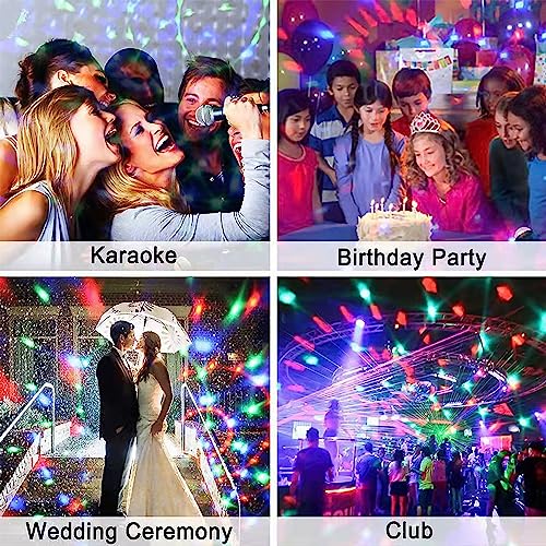 VAKS Disco Ball Party Light, 7 Modes Stage DJ Lights with Sound Control and Remote Control for Family Room Dance Parties Kids Birthdays Christmas Karaoke Weddings Show Club Pub, 1 Pack