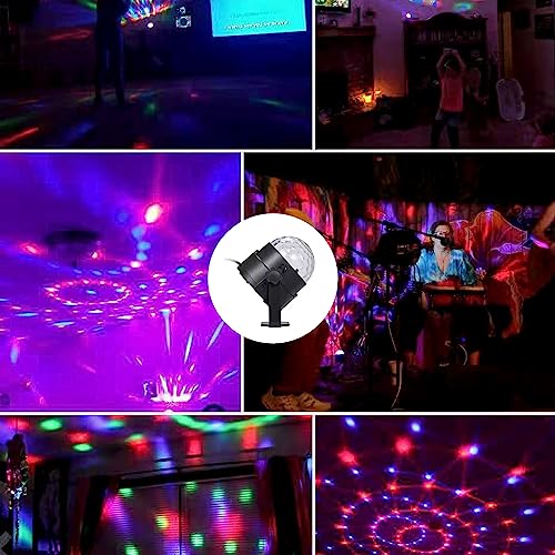 VAKS Disco Ball Party Light, 7 Modes Stage DJ Lights with Sound Control and Remote Control for Family Room Dance Parties Kids Birthdays Christmas Karaoke Weddings Show Club Pub, 1 Pack